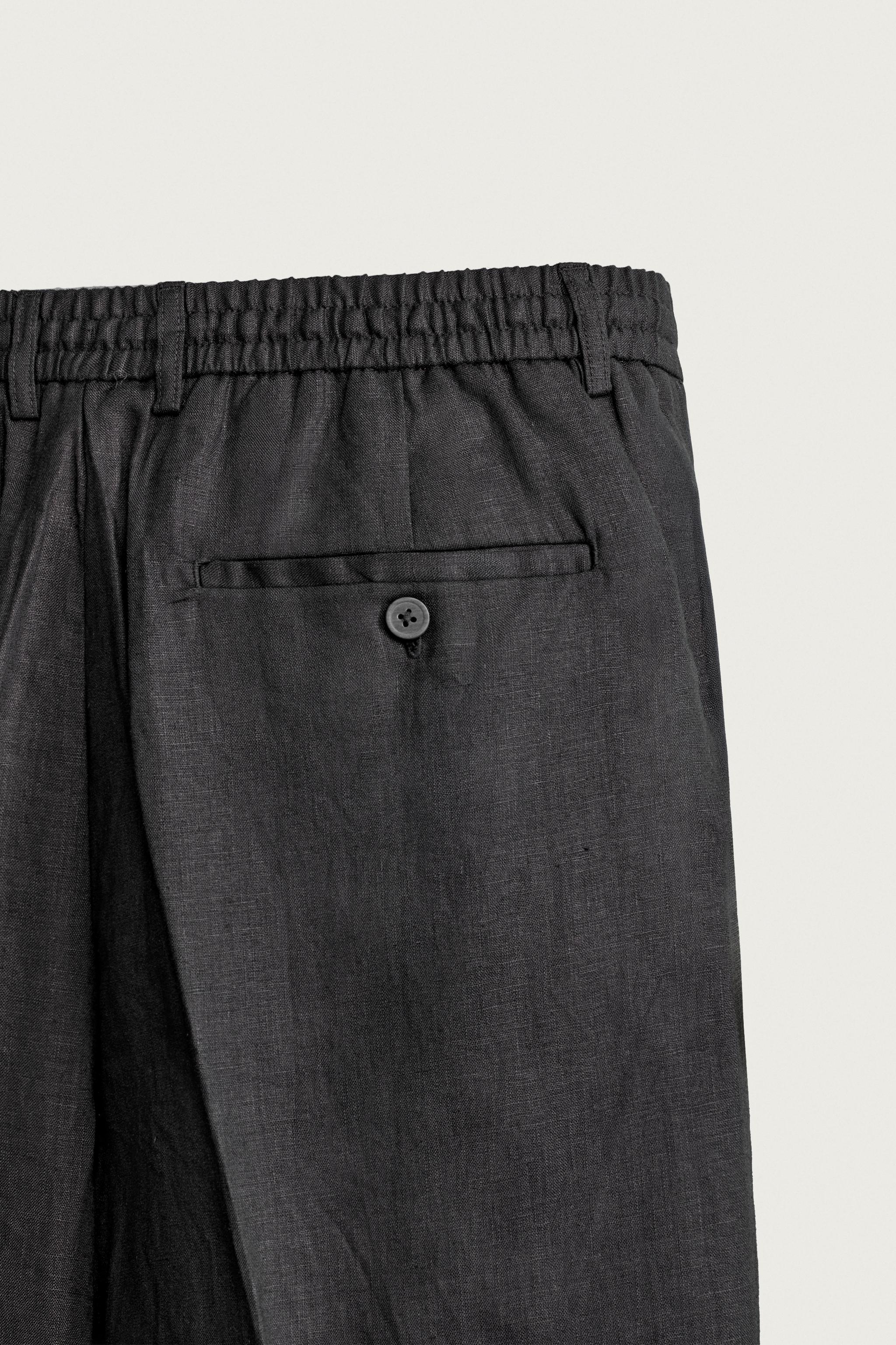 100% LINEN REGULAR FIT PANTS
